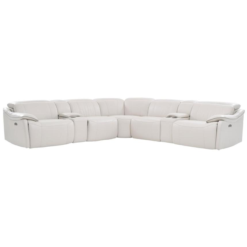 Austin Light Gray Leather Power Reclining Sectional with 7PCS/3PWR  main image, 1 of 10 images.