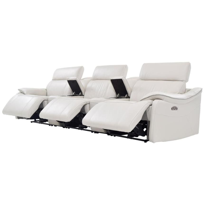 Austin Light Gray Home Theater Leather Seating with 5PCS/3PWR  alternate image, 4 of 11 images.