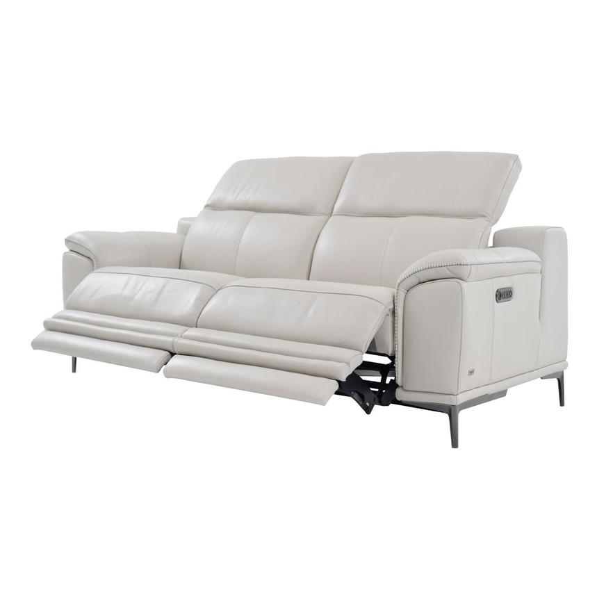 Katherine Light Gray Leather Power Reclining Loveseat  alternate image, 4 of 9 images.