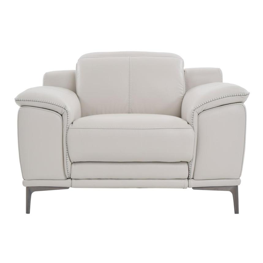 Katherine Light Gray Leather Power Recliner  main image, 1 of 9 images.