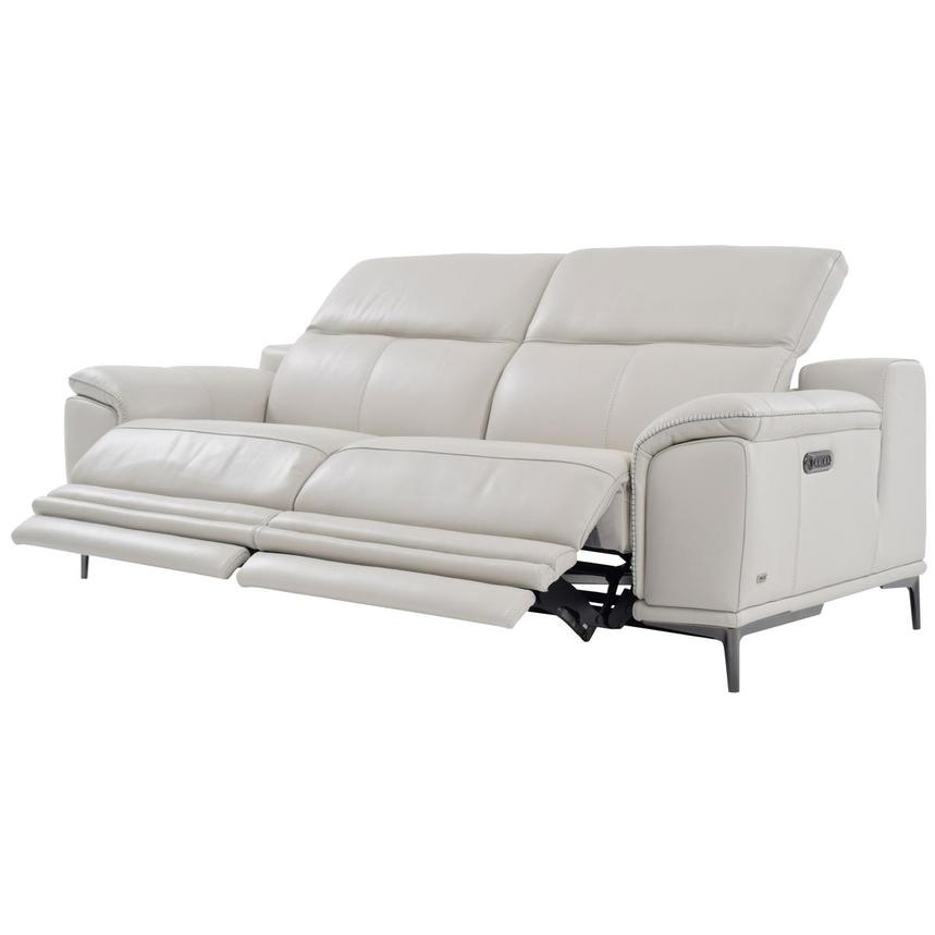 Katherine Light Gray Leather Power, 80 Inch Leather Reclining Sofa