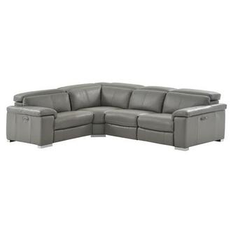 Charlie Gray Leather Power Reclining Sectional