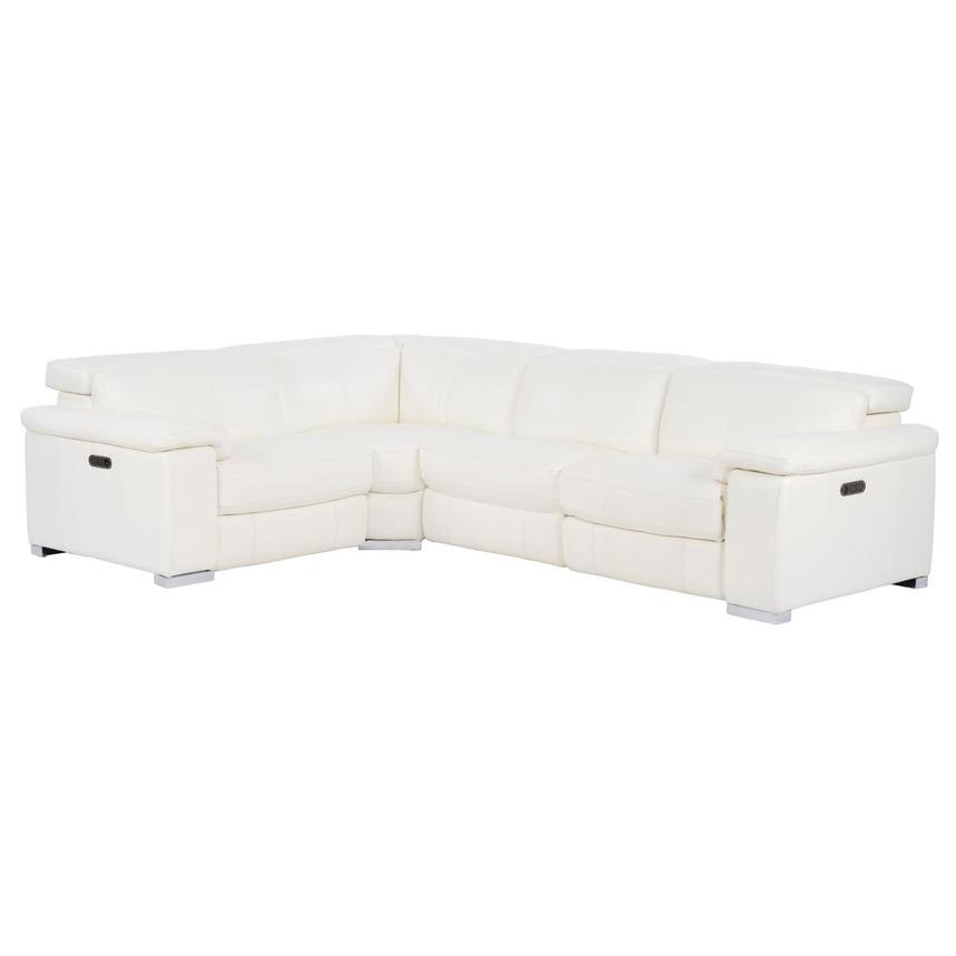 Charlie White Leather Power Reclining Sectional with 4PCS/2PWR  main image, 1 of 10 images.