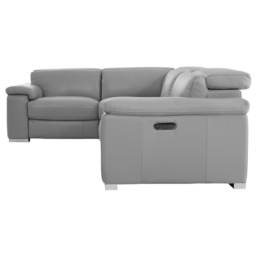 Charlie Light Gray Leather Power Reclining Sectional with 4PCS/2PWR  alternate image, 3 of 14 images.