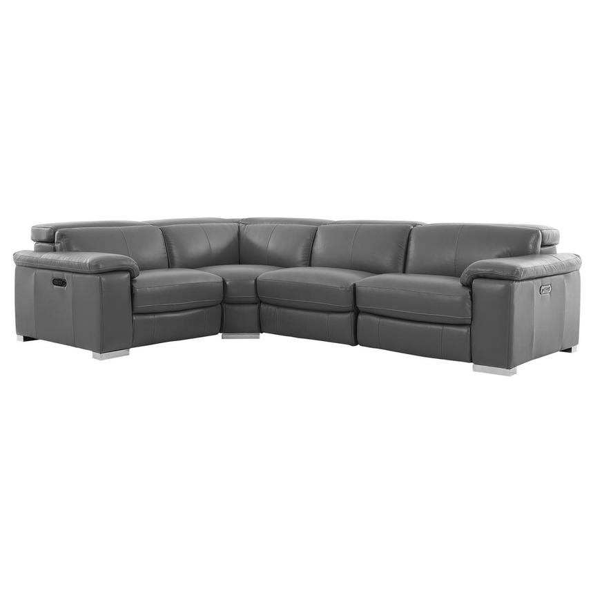 Charlie Gray Leather Power Reclining Sectional with 4PCS/2PWR  main image, 1 of 13 images.