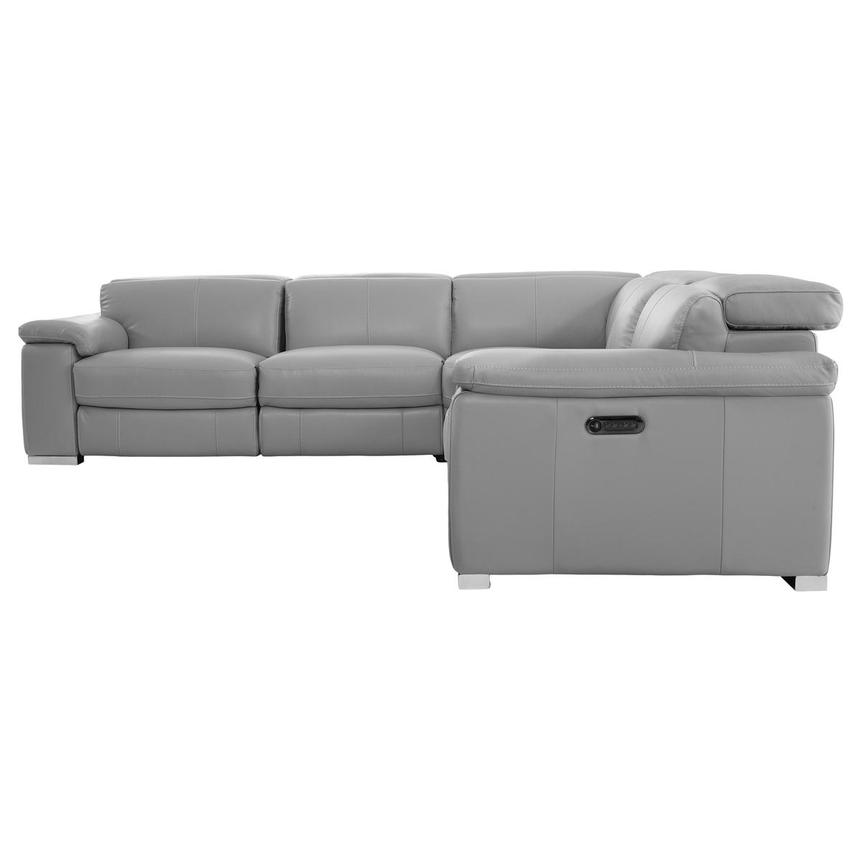 Charlie Light Gray Leather Power Reclining Sectional with 5PCS/3PWR  alternate image, 3 of 14 images.