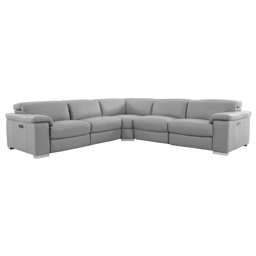 Charlie Light Gray Leather Power Reclining Sectional with 5PCS/3PWR main image, 1 of 14 images.