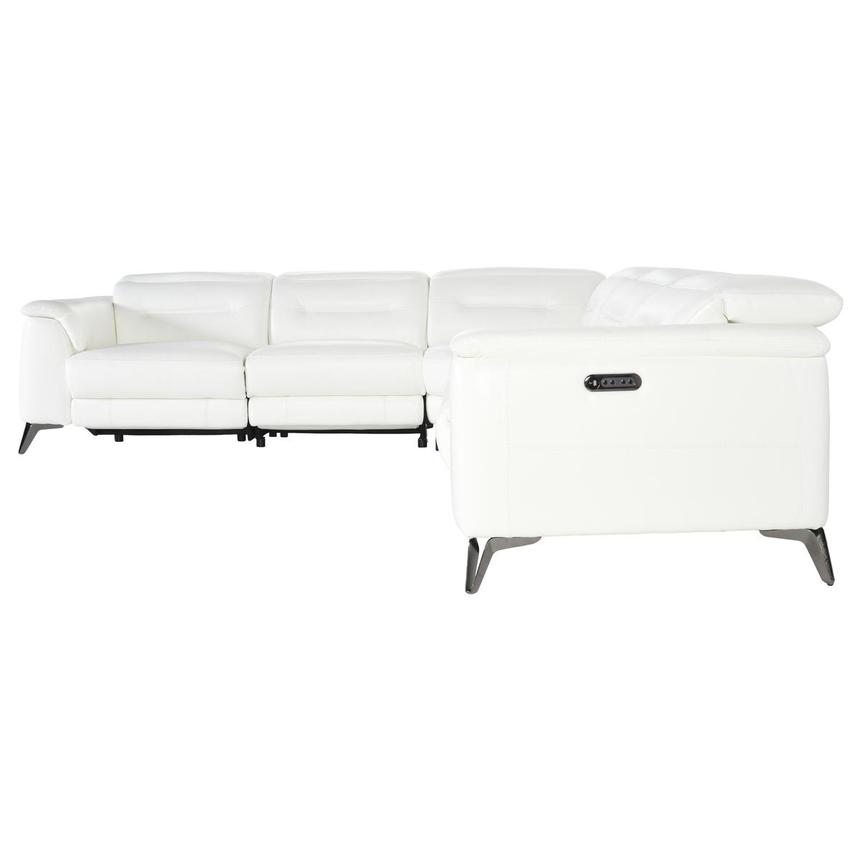 Anabel White Leather Power Reclining Sectional with 5PCS/3PWR  alternate image, 3 of 5 images.