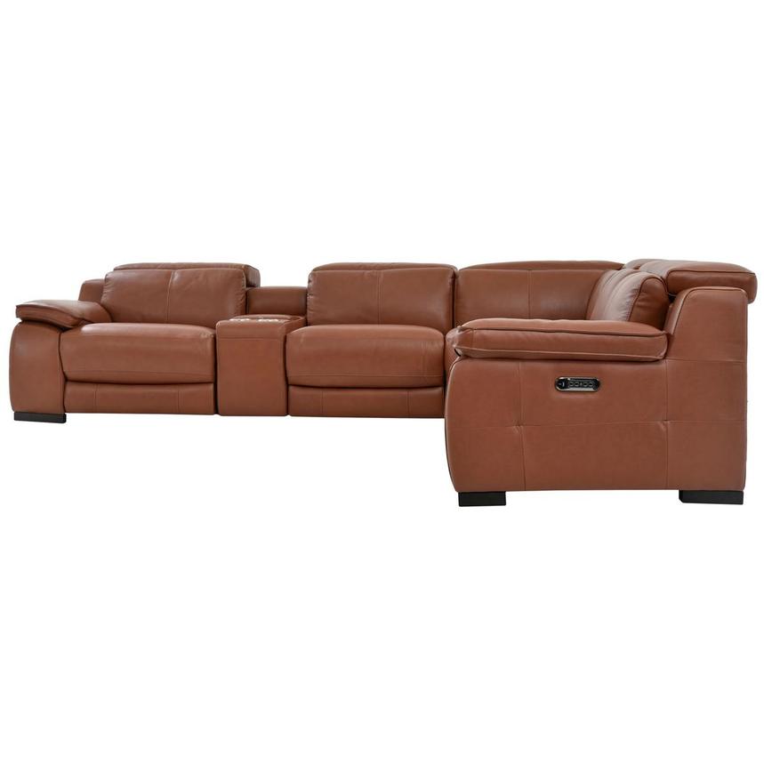 Gian Marco Tan Leather Power Reclining Sectional with 6PCS/3PWR  alternate image, 4 of 9 images.