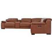 Gian Marco Tan Leather Power Reclining Sectional with 6PCS/3PWR  alternate image, 3 of 8 images.