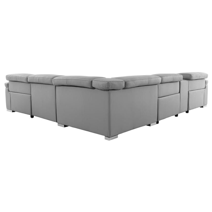 Charlie Light Gray Leather Power Reclining Sectional with 6PCS/3PWR  alternate image, 4 of 15 images.