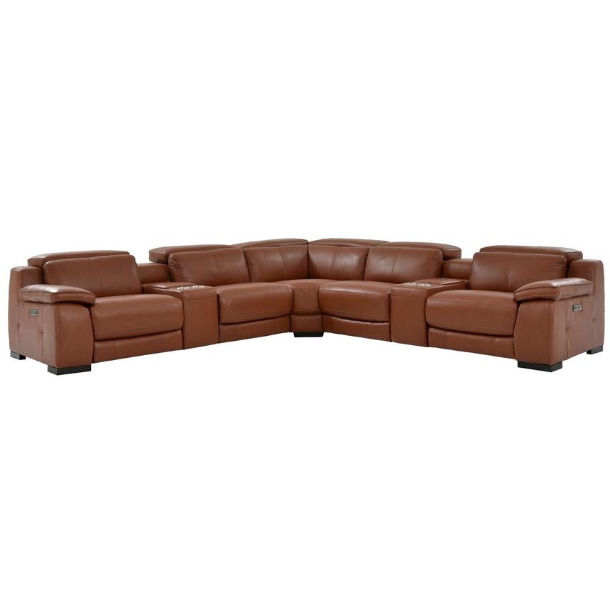 Gian Marco Tan Leather Power Reclining Sectional with 7PCS/3PWR  main image, 1 of 10 images.