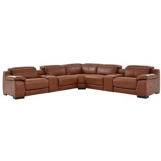 Gian Marco Tan Leather Power Reclining Sectional with 7PCS/3PWR