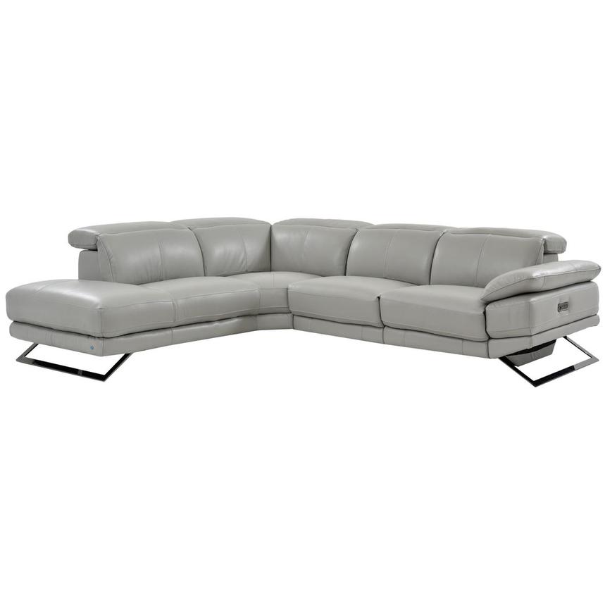 Toronto Silver Leather Power Reclining Sofa w/Left Chaise  main image, 1 of 8 images.