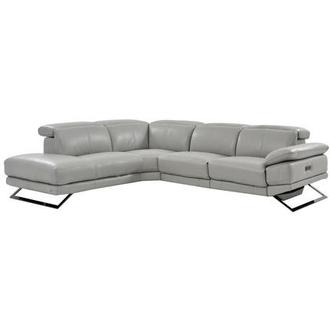 Toronto Silver Leather Power Reclining Sofa w/Left Chaise