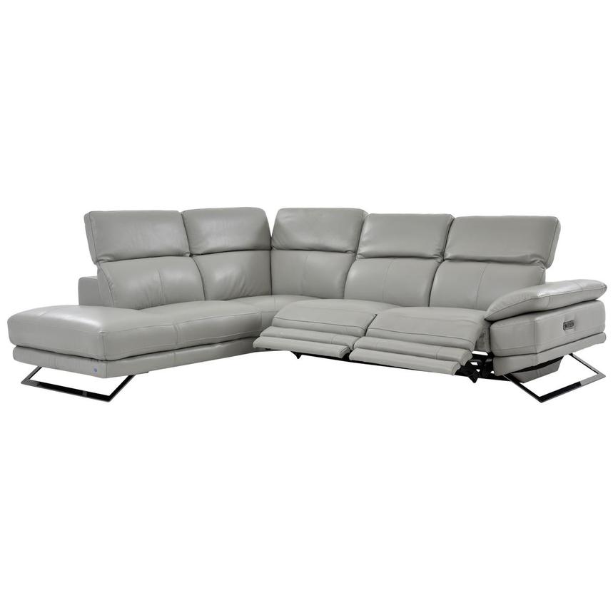 Toronto Silver Leather Power Reclining Sofa w/Left Chaise  alternate image, 3 of 8 images.