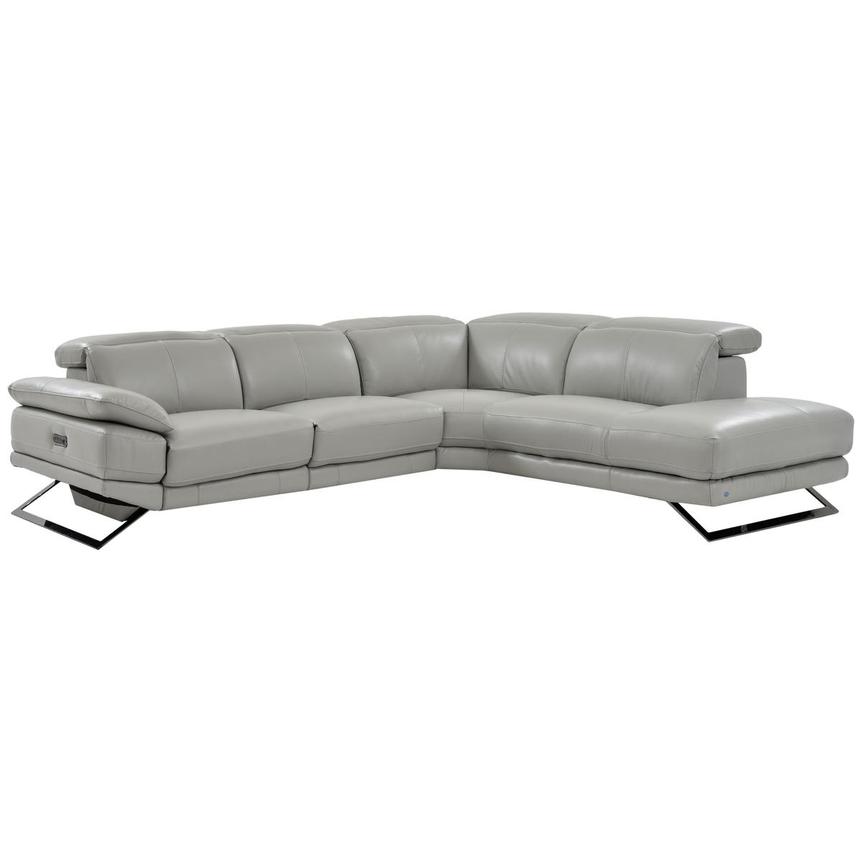 Toronto Silver Leather Power Reclining Sofa w/Right Chaise  main image, 1 of 7 images.