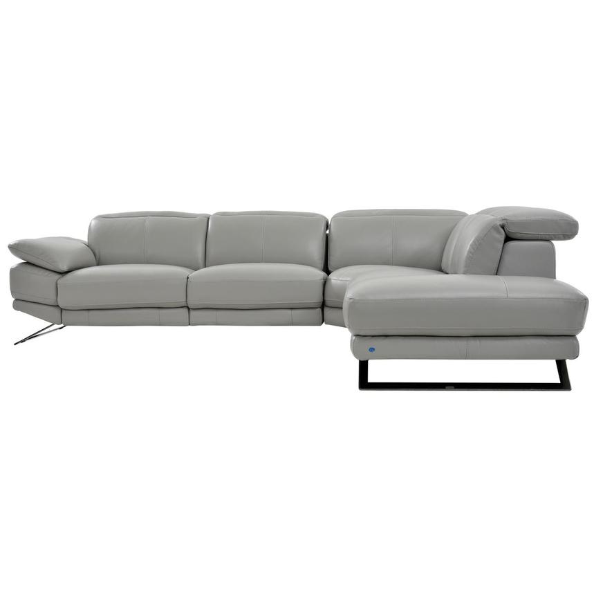 Toronto Silver Leather Power Reclining Sofa w/Right Chaise  alternate image, 4 of 8 images.