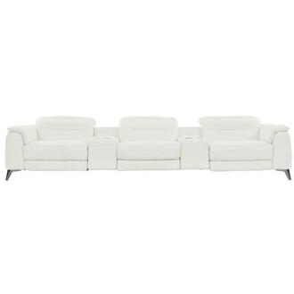 Anabel White Home Theater Leather Seating with 5PCS/2PWR