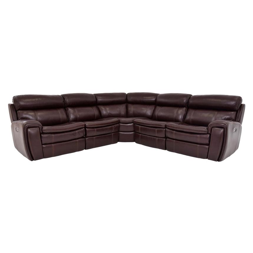 Napa Burgundy Leather Power Reclining Sectional with 5PCS/2PWR  main image, 1 of 8 images.