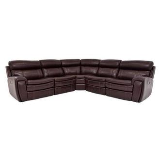 Napa Burgundy Leather Power Reclining Sectional with 5PCS/2PWR