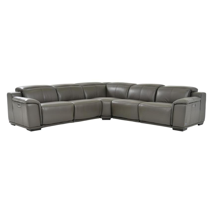 Davis 2.0 Dark Gray Leather Power Reclining Sectional with 5PCS/2PWR  main image, 1 of 8 images.