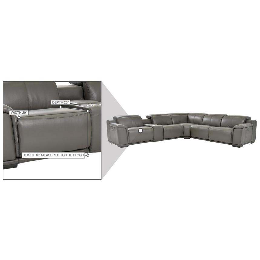 Davis 2.0 Dark Gray Leather Power Reclining Sectional with 6PCS/3PWR  alternate image, 9 of 9 images.