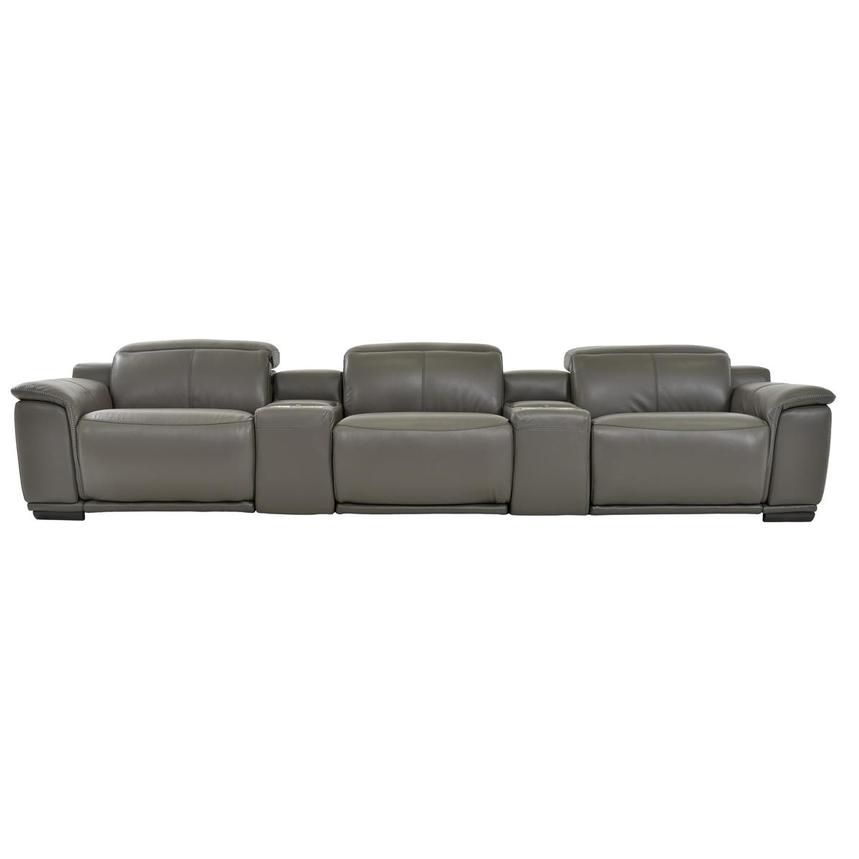 Davis 2.0 Dark Gray Home Theater Leather Seating with 5PCS/2PWR  main image, 1 of 10 images.
