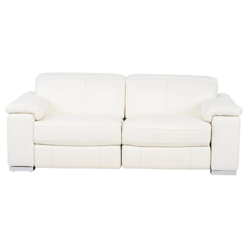 Charlie White Leather Power Reclining Loveseat  main image, 1 of 9 images.