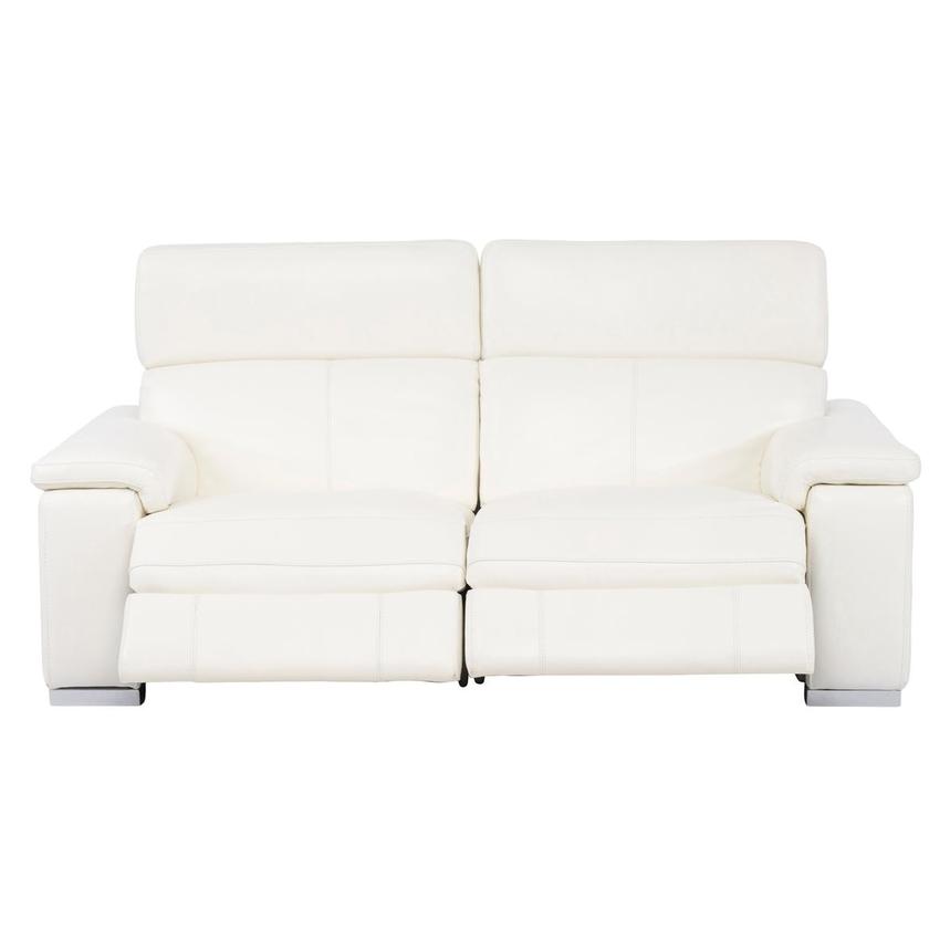 Charlie White Leather Power Reclining Loveseat  alternate image, 3 of 8 images.