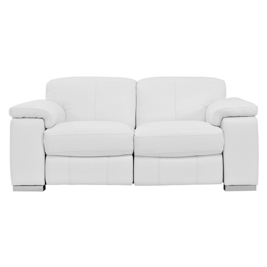 Charlie White Leather Power Reclining Loveseat  main image, 1 of 12 images.