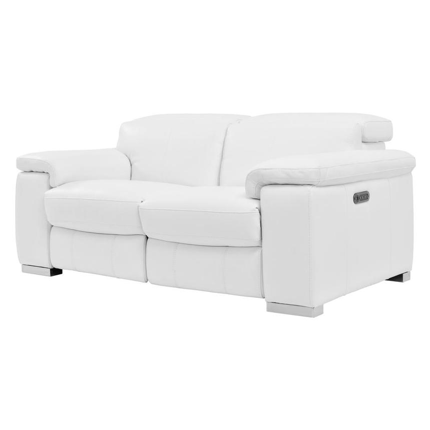 Charlie White Leather Power Reclining Loveseat  alternate image, 3 of 11 images.