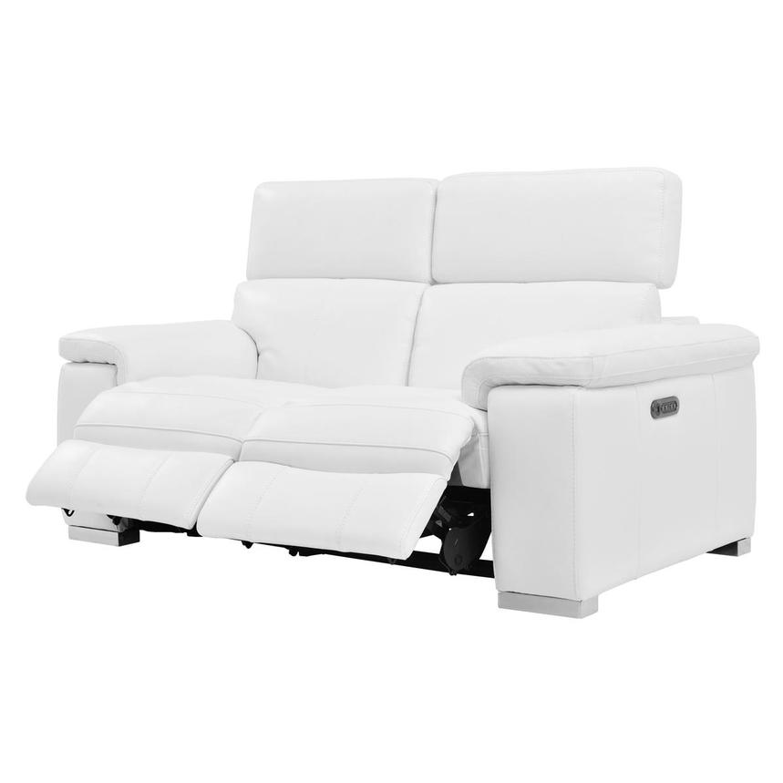 Charlie White Leather Power Reclining Loveseat  alternate image, 5 of 12 images.