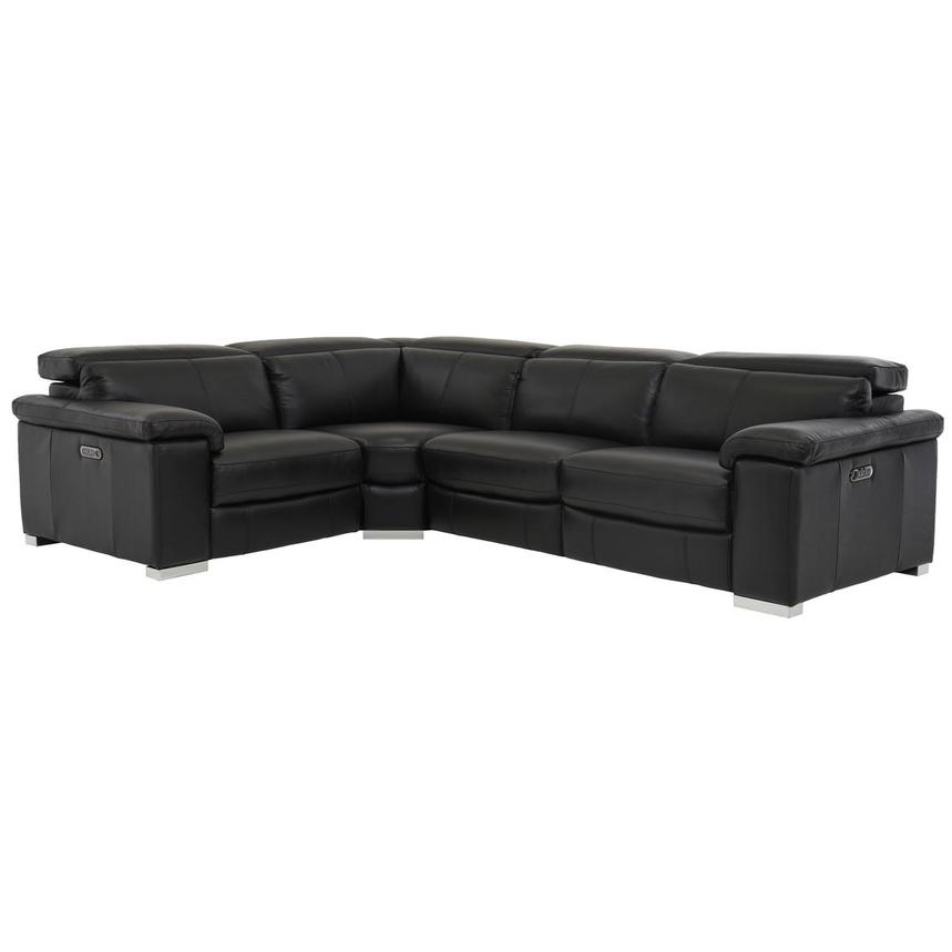 Charlie Black Leather Power Reclining Sectional with 4PCS/2PWR  main image, 1 of 9 images.