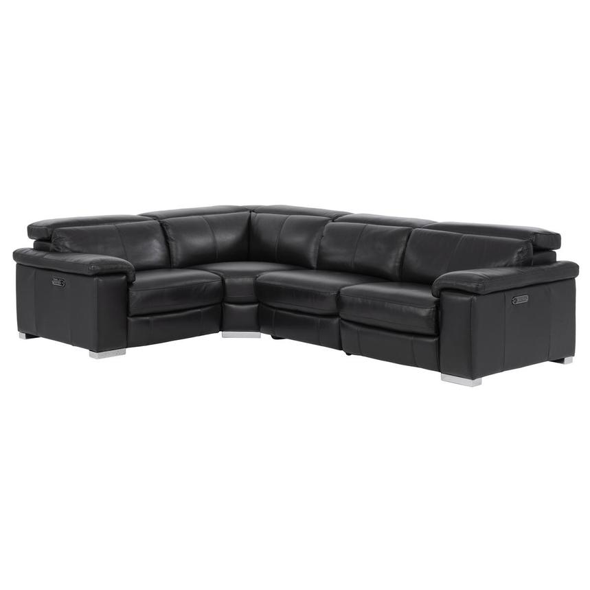 Charlie Black Leather Power Reclining Sectional with 4PCS/2PWR  main image, 1 of 10 images.