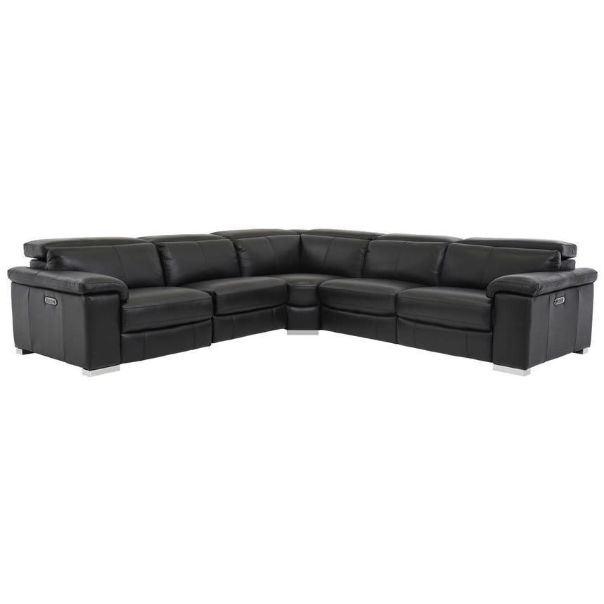 Charlie Black Leather Power Reclining Sectional with 5PCS/3PWR  main image, 1 of 9 images.