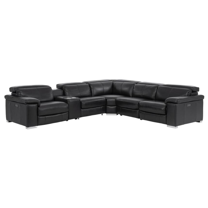 Charlie Black Leather Power Reclining Sectional with 6PCS/3PWR  main image, 1 of 12 images.