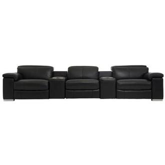 Charlie Black Home Theater Leather Seating with 5PCS/2PWR
