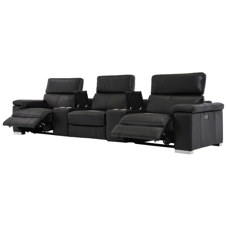 Charlie Black Home Theater Leather Seating with 5PCS/2PWR  alternate image, 3 of 11 images.