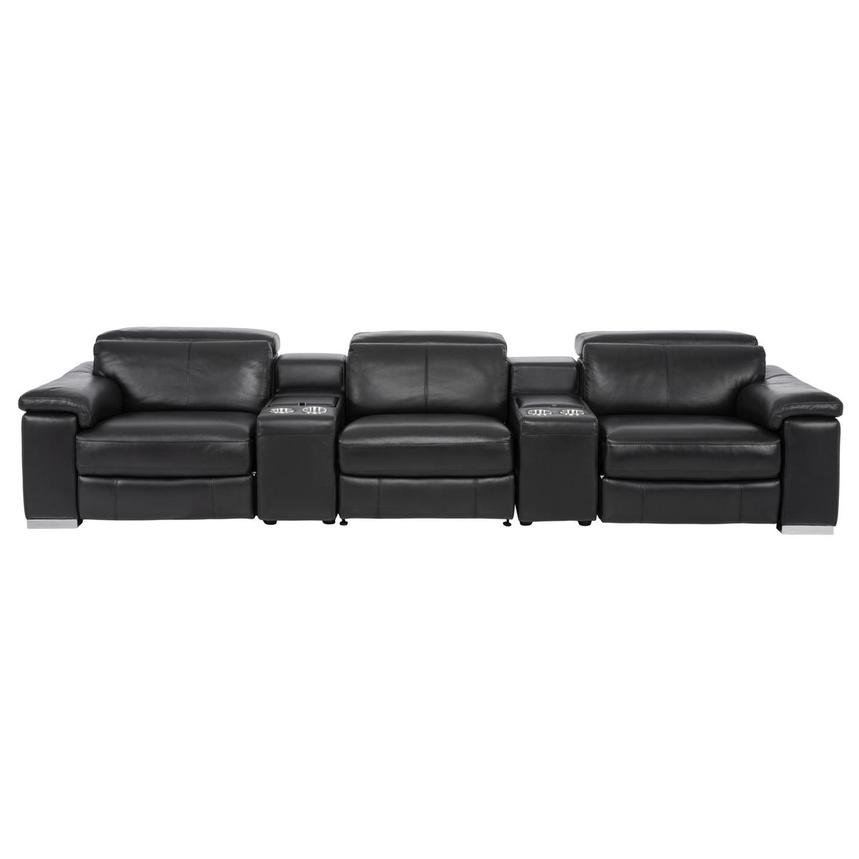 Charlie Black Home Theater Leather Seating with 5PCS/2PWR main image, 1 of 10 images.