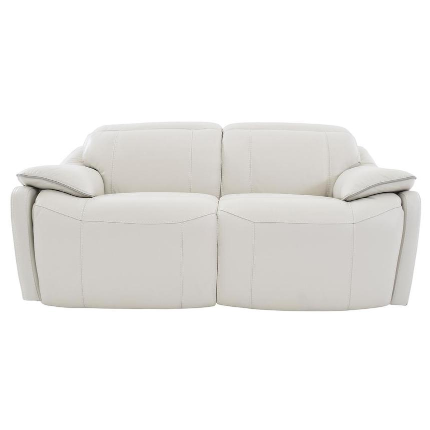 Austin Light Gray Leather Power Reclining Loveseat  main image, 1 of 8 images.