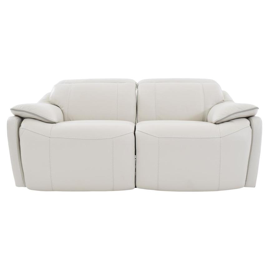 Austin Light Gray Leather Power Reclining Loveseat  main image, 1 of 8 images.