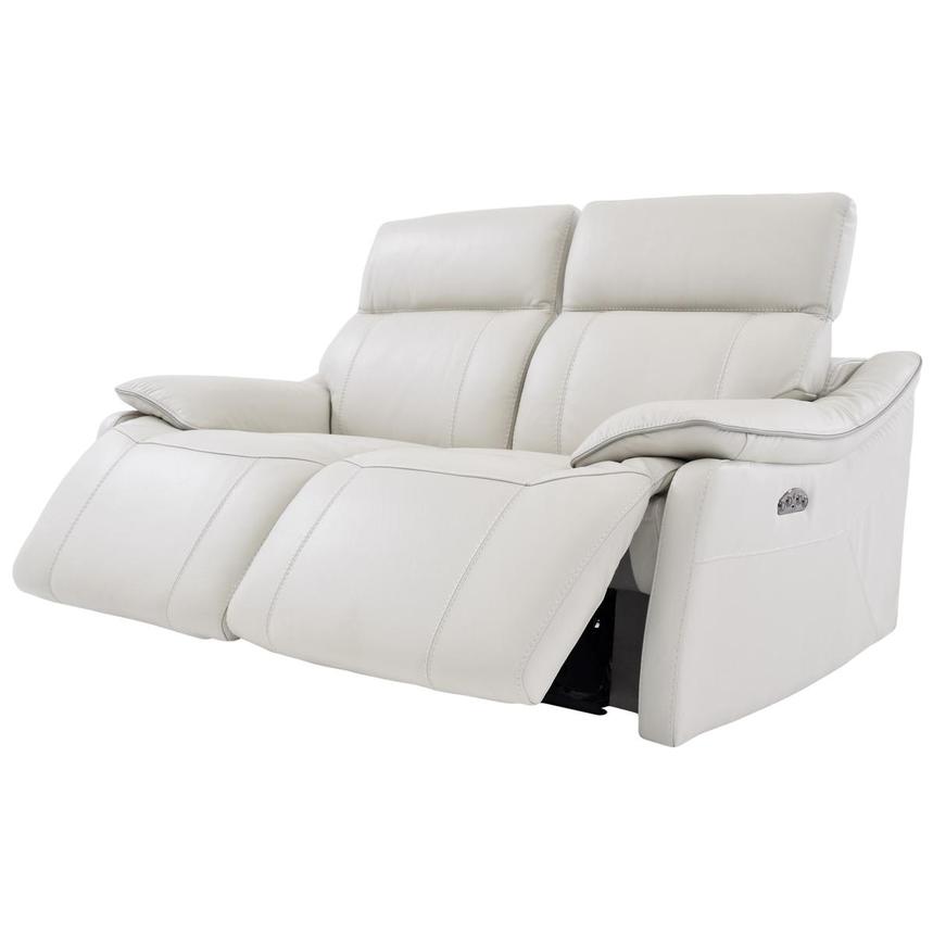 Austin Light Gray Leather Power Reclining Loveseat  alternate image, 3 of 8 images.