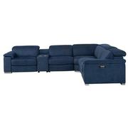 Karly Blue Power Reclining Sectional with 6PCS/3PWR  alternate image, 3 of 13 images.