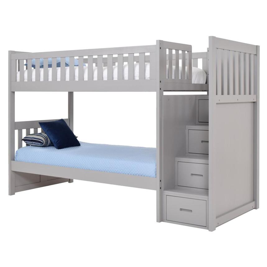 Balto Gray Twin Over Twin Bunk Bed W Storage El Dorado Furniture