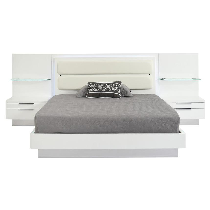 Ally White King Platform Bed W, King Size Bed With Nightstands Attached