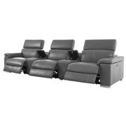 Charlie Gray Home Theater Leather Seating with 5PCS/3PWR  alternate image, 4 of 14 images.