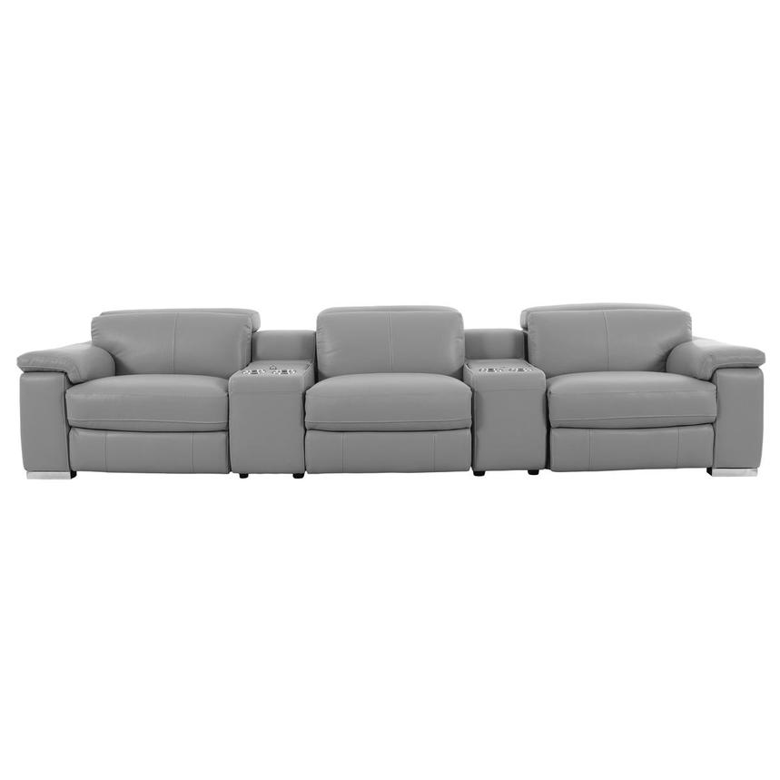 Charlie Light Gray Home Theater Leather Seating with 5PCS/3PWR main image, 1 of 14 images.