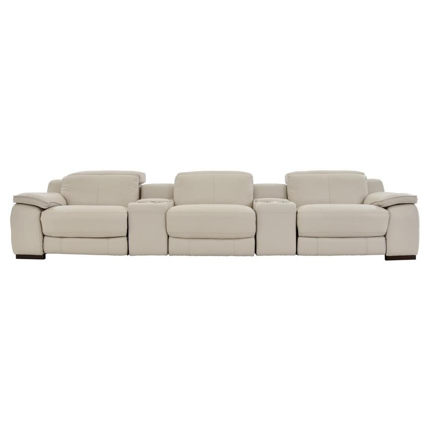 Gian Marco Light Gray Home Theater Leather Seating with 5PCS/3PWR  main image, 1 of 10 images.
