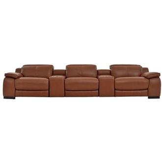 Gian Marco Tan Home Theater Leather Seating with 5PCS/3PWR